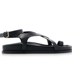 Sleek Black Leather Sandals
